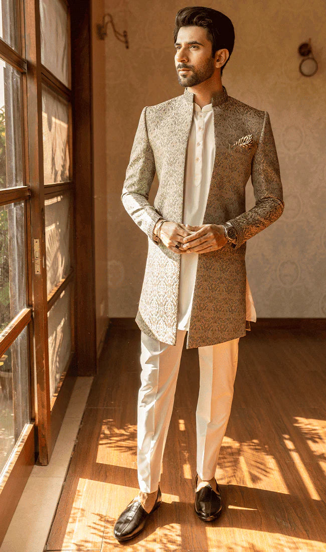 MEN SHERWANI - LIGHT GREEN