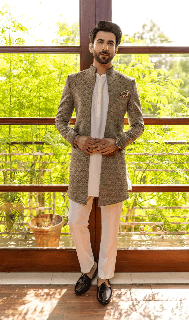 MEN SHERWANI - LIGHT GREEN