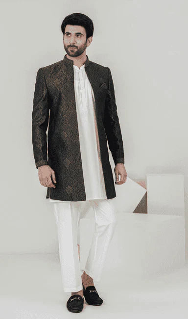 MEN SHERWANI - GOLDEN & BLACK