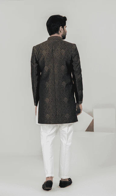 MEN SHERWANI - GOLDEN & BLACK