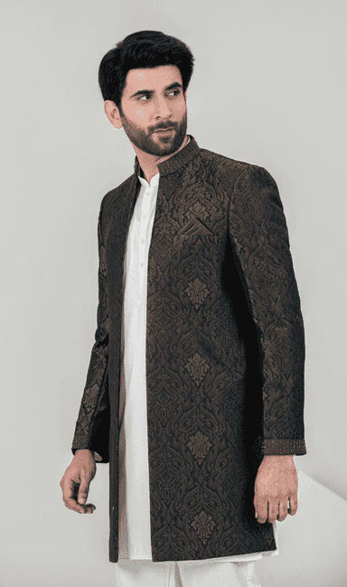 MEN SHERWANI - GOLDEN & BLACK