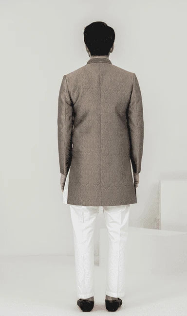 MEN SHERWANI - SHINY GREY