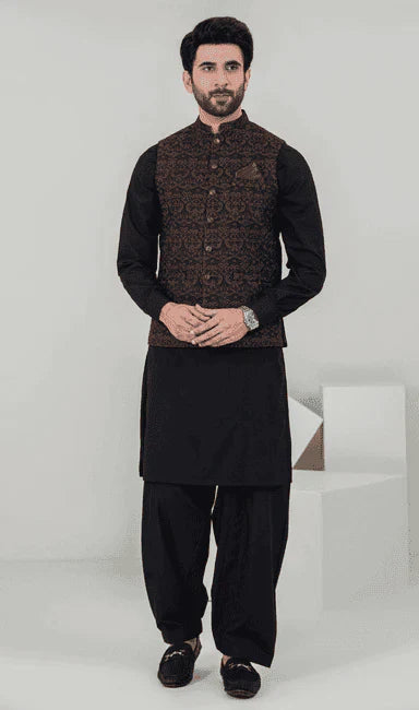 MEN WAIST COAT - BLACK BROWN