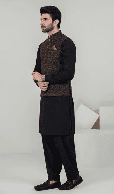 MEN WAIST COAT - BLACK BROWN