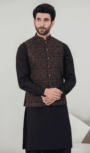 MEN WAIST COAT - BLACK BROWN