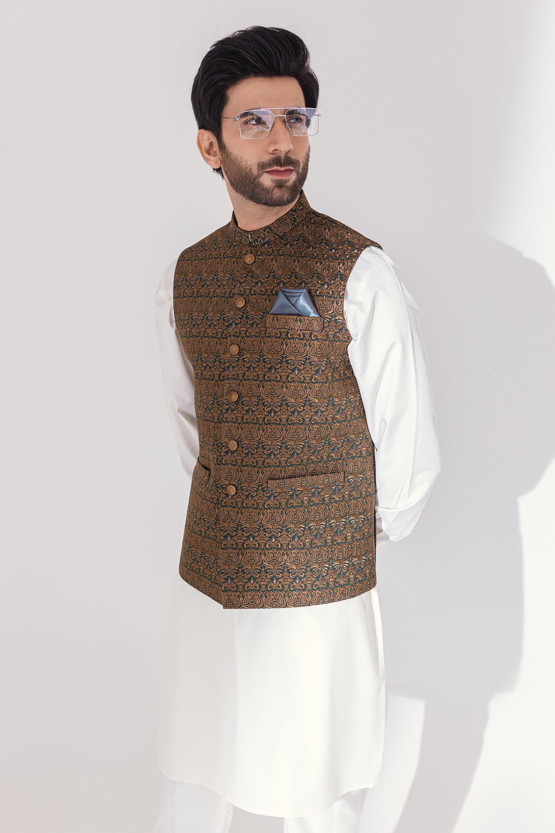 MEN WAIST COAT - GOLDEN BROWN