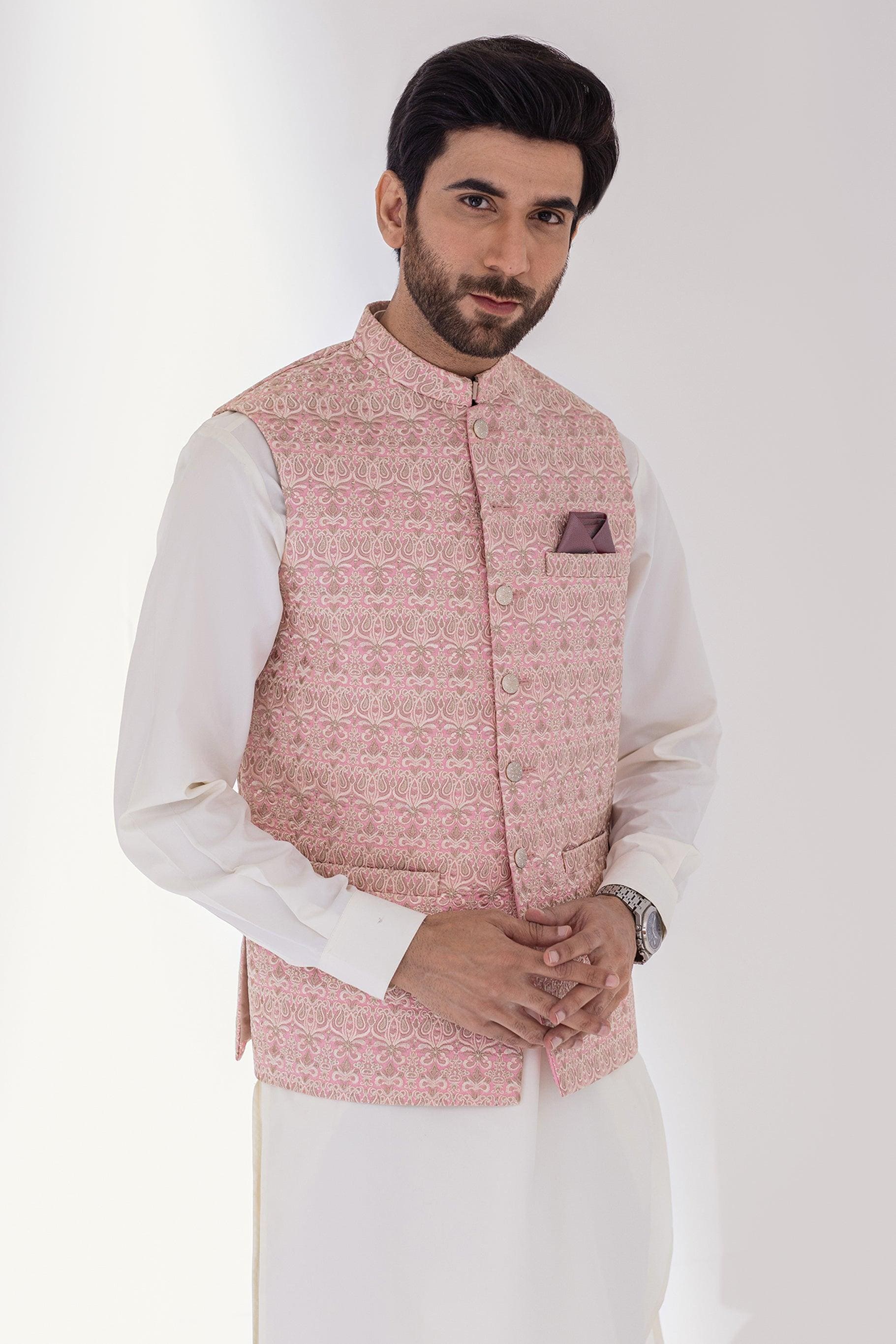 MEN WAIST COAT - LIGHT PINK