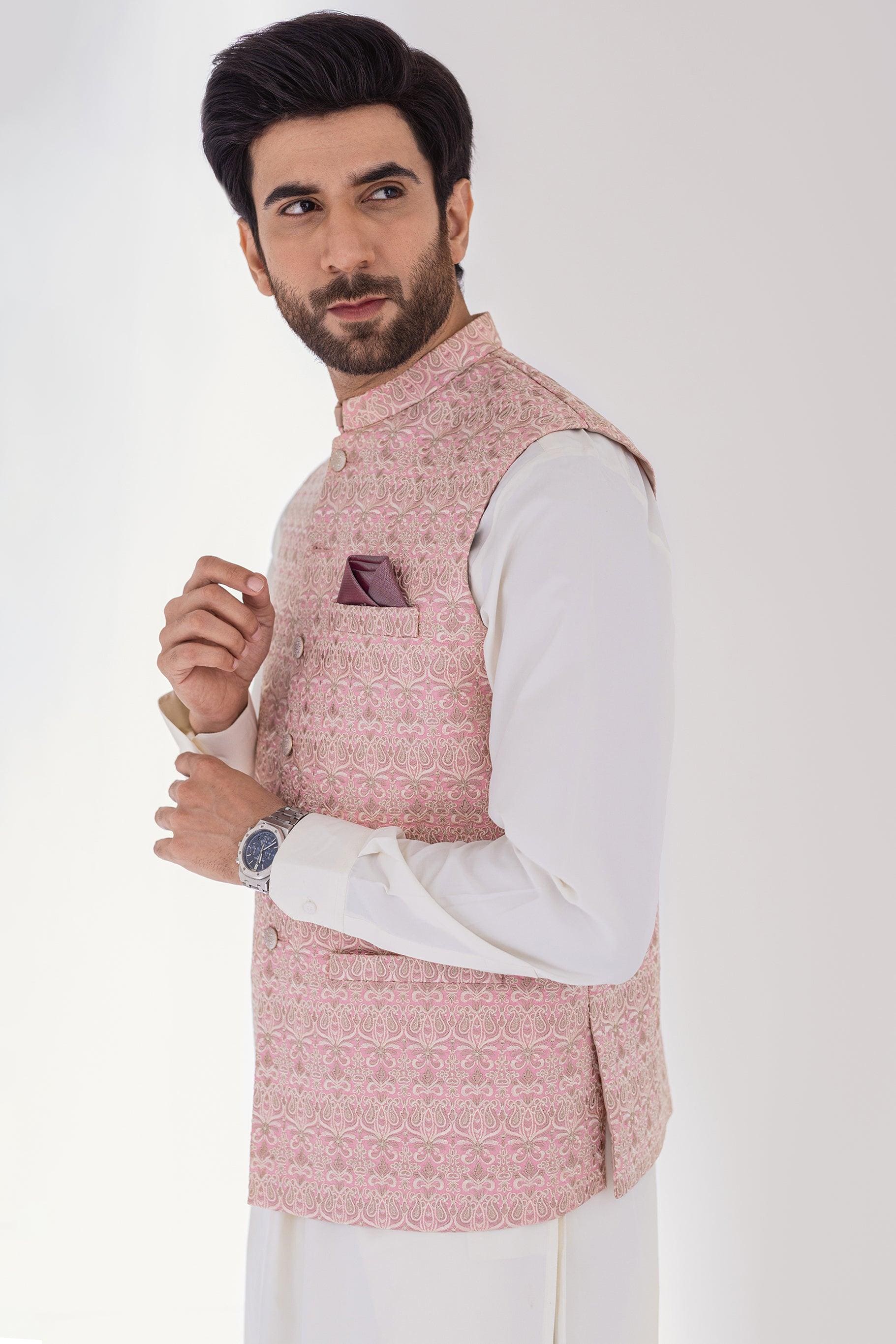 MEN WAIST COAT - LIGHT PINK