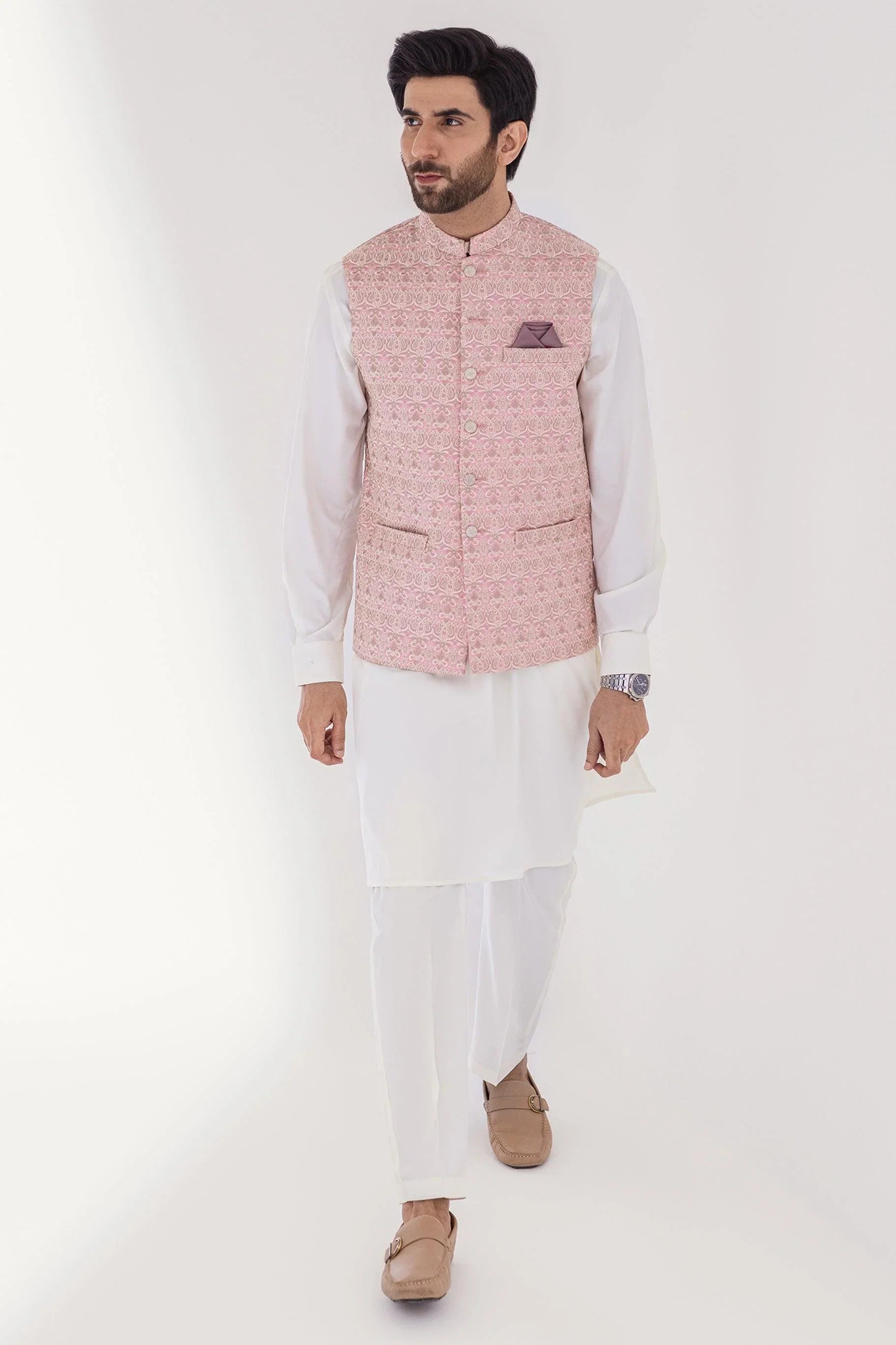 MEN WAIST COAT - LIGHT PINK