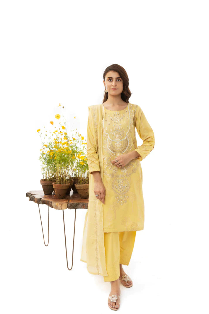 Eshaal - 3 Piece - Embroidered Organza